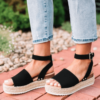 Damen Plateau-Sandalen mit Keilabsatz – Modische Sommerschuhe mit Knöchelriemen und Espadrille-Stil, ideal für Alltag & Urlaub