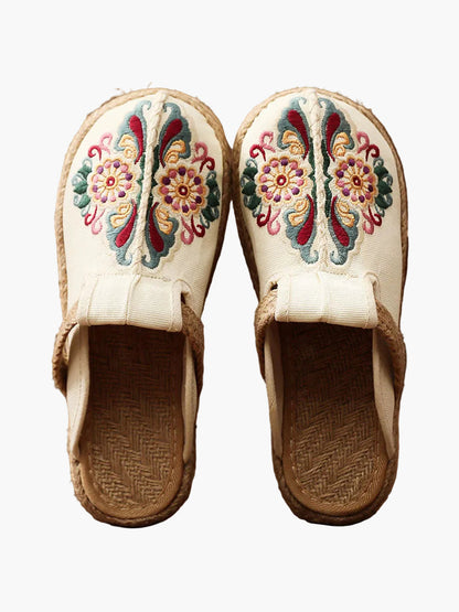 Damen Ethno-Hausschuhe mit Stickerei – Bequeme Pantoffeln für Frühling, Sommer & Herbst