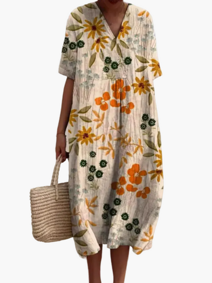 Damen Sommerkleid Boho Stil – Luftiges Freizeitkleid mit Blumenmuster, ideal für Urlaub & Alltag
