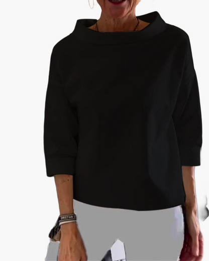 Damen Modernes Oberteil mit hohem Kragen – Elegantes Blusenshirt für Alltag und Büro
