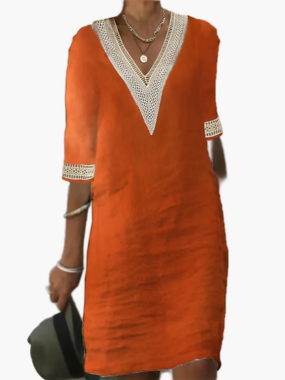 Damen Sommerkleid im Boho-Stil mit Häkelspitze – Luftiges Freizeitkleid für Alltag & Urlaub