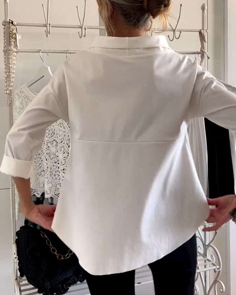 Damen Modernes Oberteil mit hohem Kragen – Elegantes Blusenshirt für Alltag und Büro