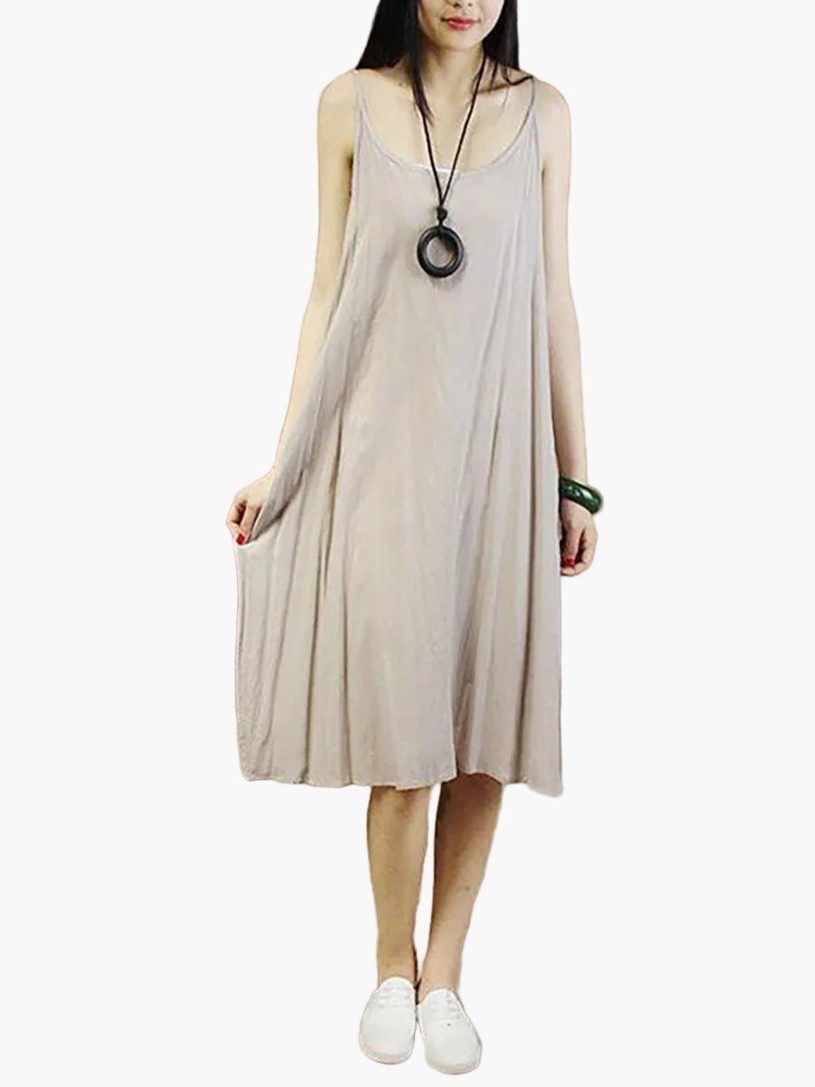Damen Sommerkleid Locker Lässig Ärmellos Freizeitkleid Plus Size