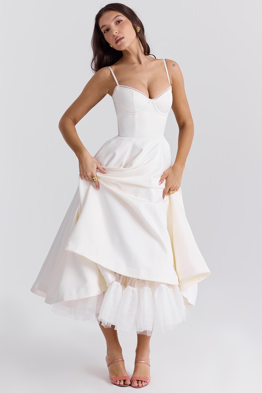 Damen Festliches Cocktailkleid Abendkleid mit Bustier und weitem Rock – Eleganter Vintage-Look für besondere Anlässe