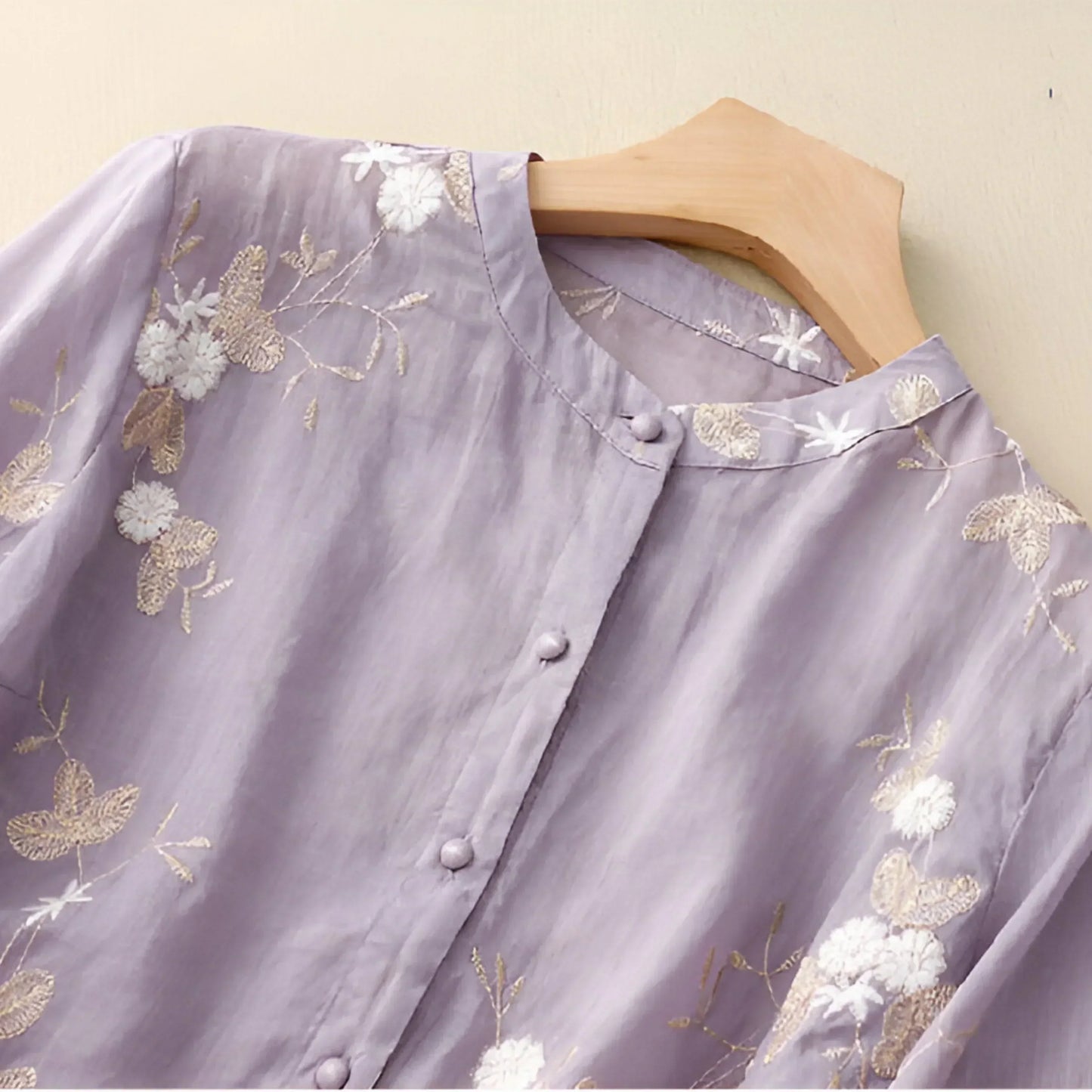 Damen Bluse mit floraler Stickerei und lockerem Schnitt – Elegante Freizeitmode