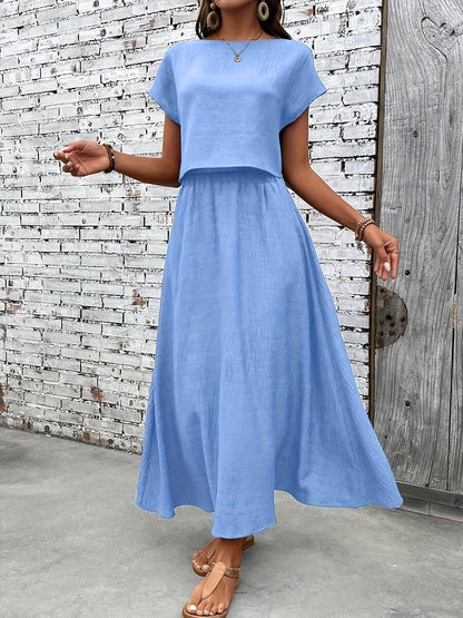 Damen Zweiteiliges Set Elegantes Crop Top und Maxirock für Alltag und besondere Anlässe
