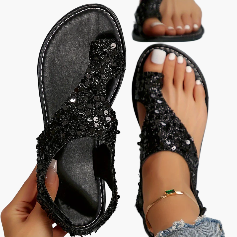 Damen Zehensandalen Elegant Freizeit Sommerschuh mit Kreuzriemen