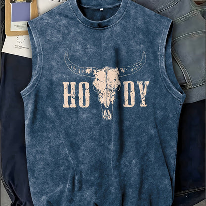 Herren Ärmeloses Western Shirt mit Print – Casual Streetwear für Outdoor und Festivals