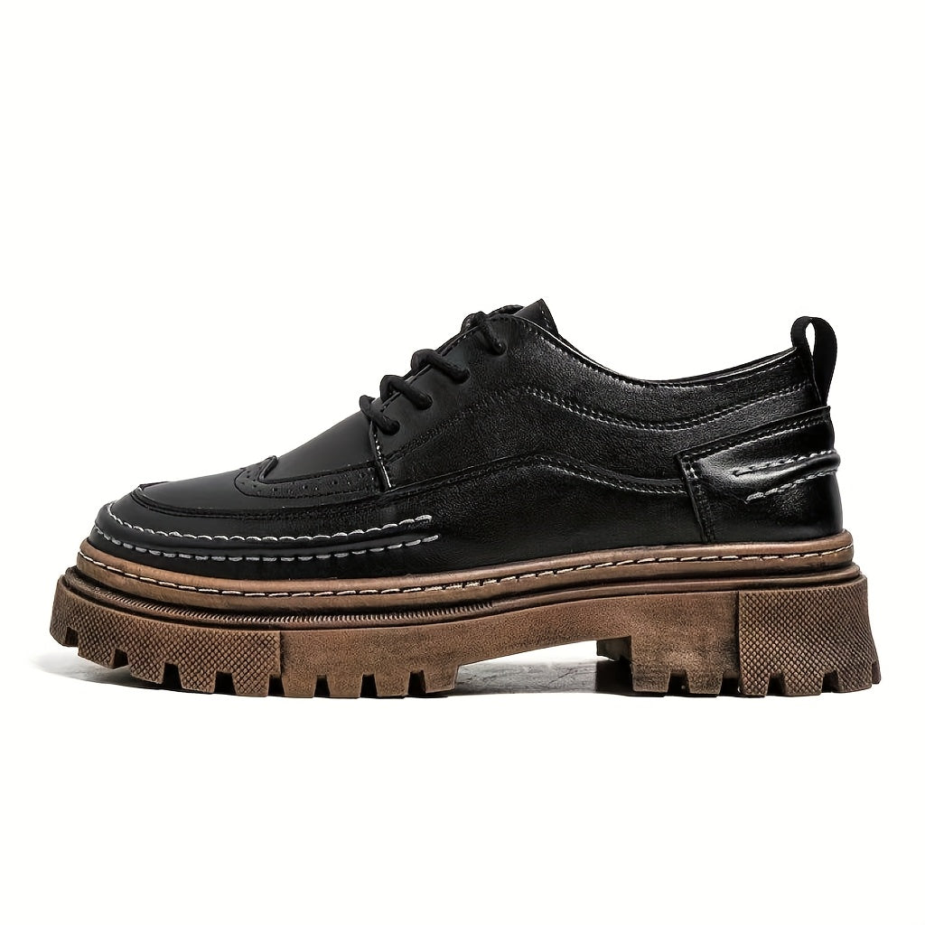 Herren Vintage Brogue Halbschuhe mit dicker Sohle – Elegante Schnürschuhe für Alltag und Anlass