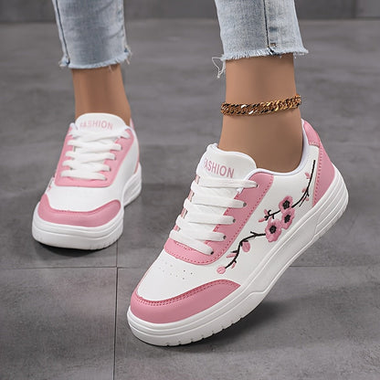 Damen Sneaker im eleganten Stil mit floraler Stickerei – Bequeme Freizeitschuhe für Alltag und Streetwear