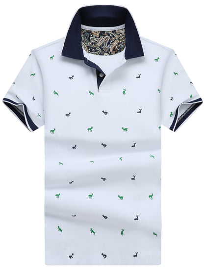 Herren Polohemd mit Muster und Kontrastkragen – Modernes Freizeit-Design
