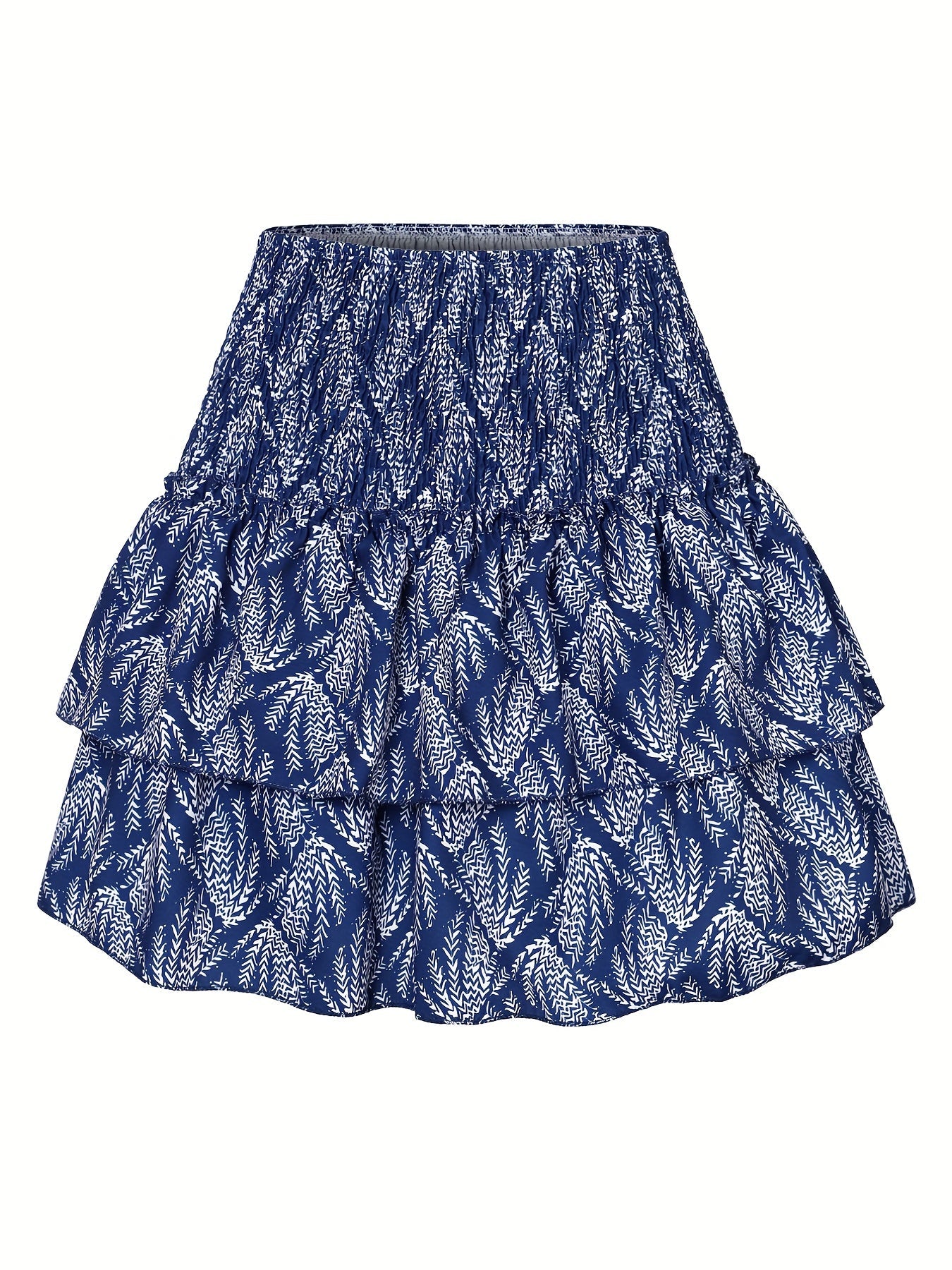 Damen Minirock mit tropischem Print und Rüschen – Sommerlicher Freizeit-Look