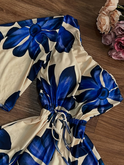 Damen Ein-Schulter Jumpsuit mit Blumenmuster und weitem Bein – Modischer Freizeit-Look