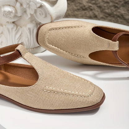 Damen T-Riemchen Ballerinas Elegant Komfort Alltag