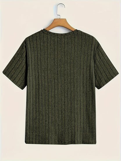 Herren T-Shirt mit vertikalem Rippendesign – Modernes Kurzarm Basic für stilvolle Outfits