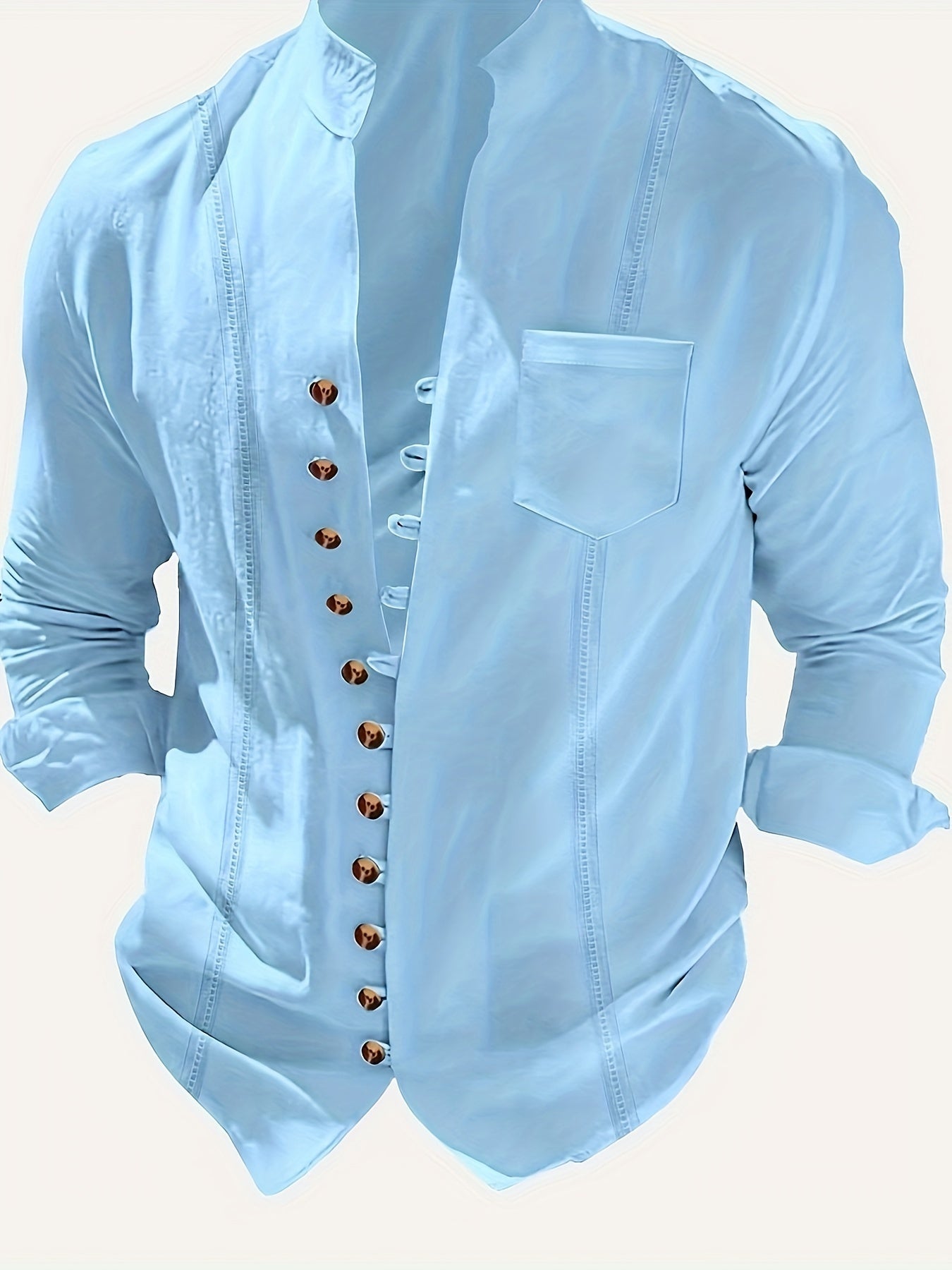 Herren Stehkragen Hemd Elegant Freizeit Langarm Modernes Design
