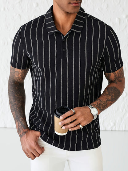 Herren Poloshirt mit Nadelstreifen – Modernes Kurzarm-Design für Alltag und Freizeit