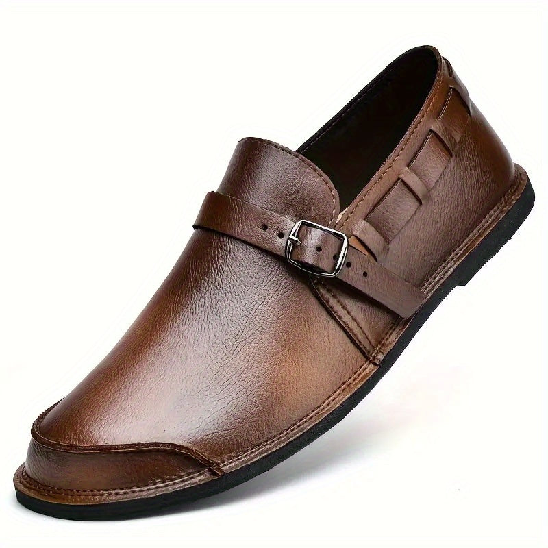 Herren Slip-On Business-Lederloafers mit Schnalle – Elegante Freizeitschuhe für Büro & Alltag