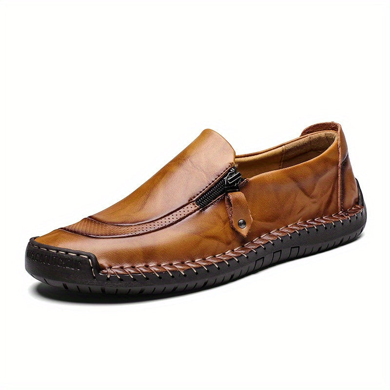 Herren Vintage Mokassin-Slipper mit Reißverschluss – Bequeme Freizeitschuhe für Alltag und Party