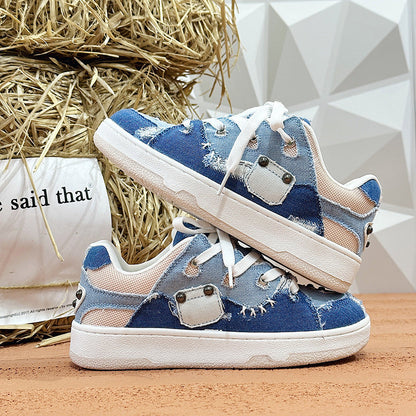 Jeremy – Denim Leinwand Schuhe mit Kalter Klebung