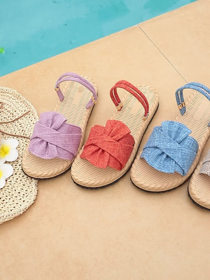 Damen Sommer Sandalen mit Schleife und Knöchelriemen – Modische Freizeitschuhe für Alltag und Urlaub