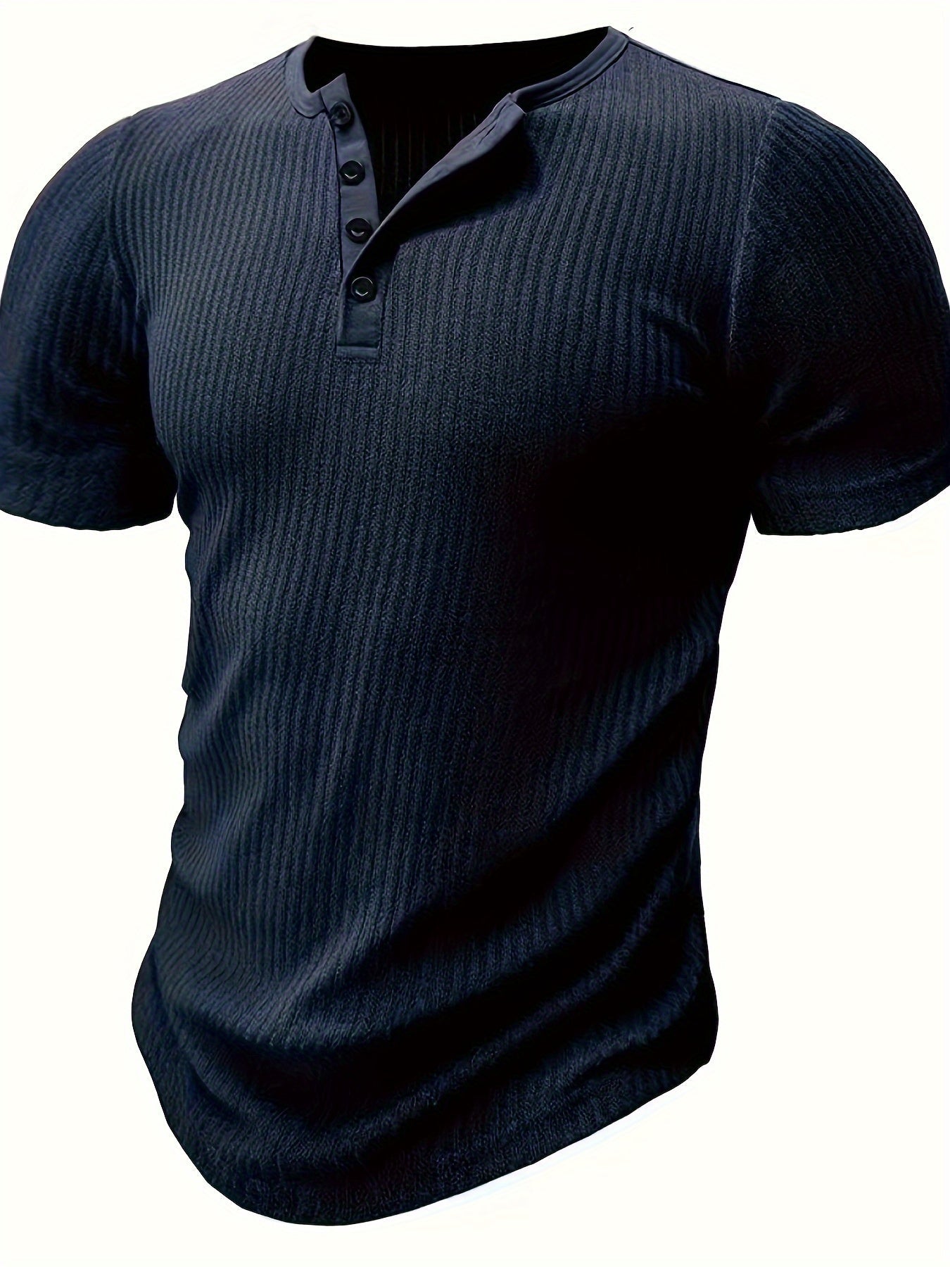 Herren Henley T-Shirt Kurzarm Gerippt Freizeitshirt – Stilvoll für Alltag und Freizeit