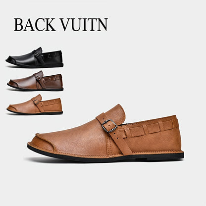 Herren Slip-On Business-Lederloafers mit Schnalle – Elegante Freizeitschuhe für Büro & Alltag
