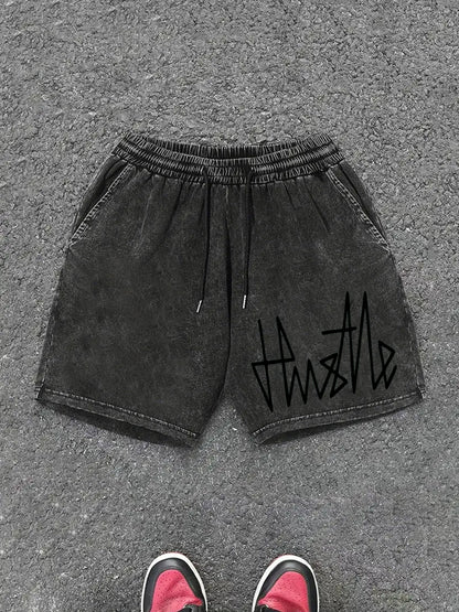 Herren Streetwear Shorts mit Hustle Print – Lässige Freizeithose für Sport & Alltag