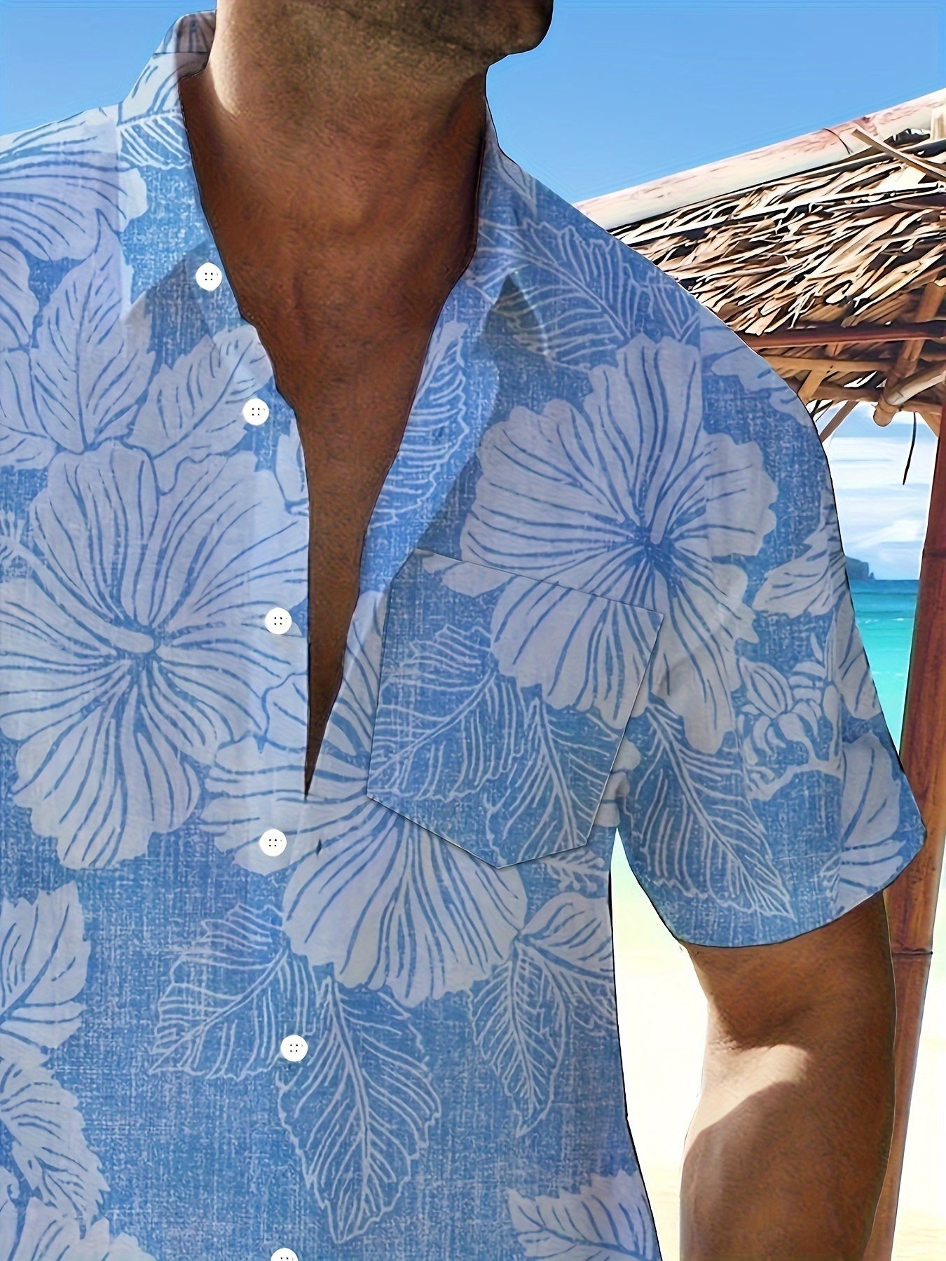 Herren Freizeithemd mit tropischem Blumenmuster – Perfekt für Urlaub & Sommer