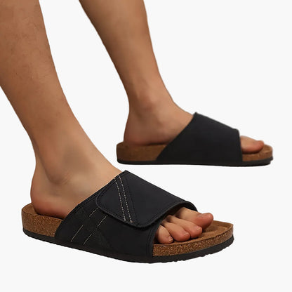 Herren Komfort-Pantoletten für Alltag & Freizeit – Bequeme Sandalen mit Klettverschluss
