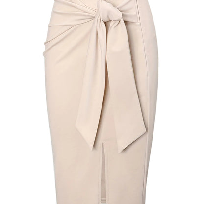 Damen Eleganter Bleistiftrock mit Schleife und Schlitz – Perfekt für Büro & besondere Anlässe