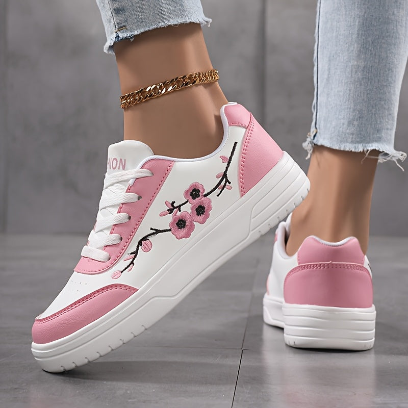Damen Sneaker im eleganten Stil mit floraler Stickerei – Bequeme Freizeitschuhe für Alltag und Streetwear