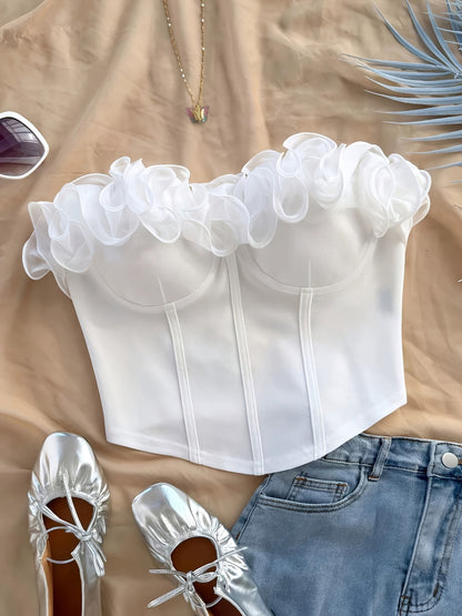 Damen Bustier Top Elegant mit Rüschen – Party & Ausgehmode