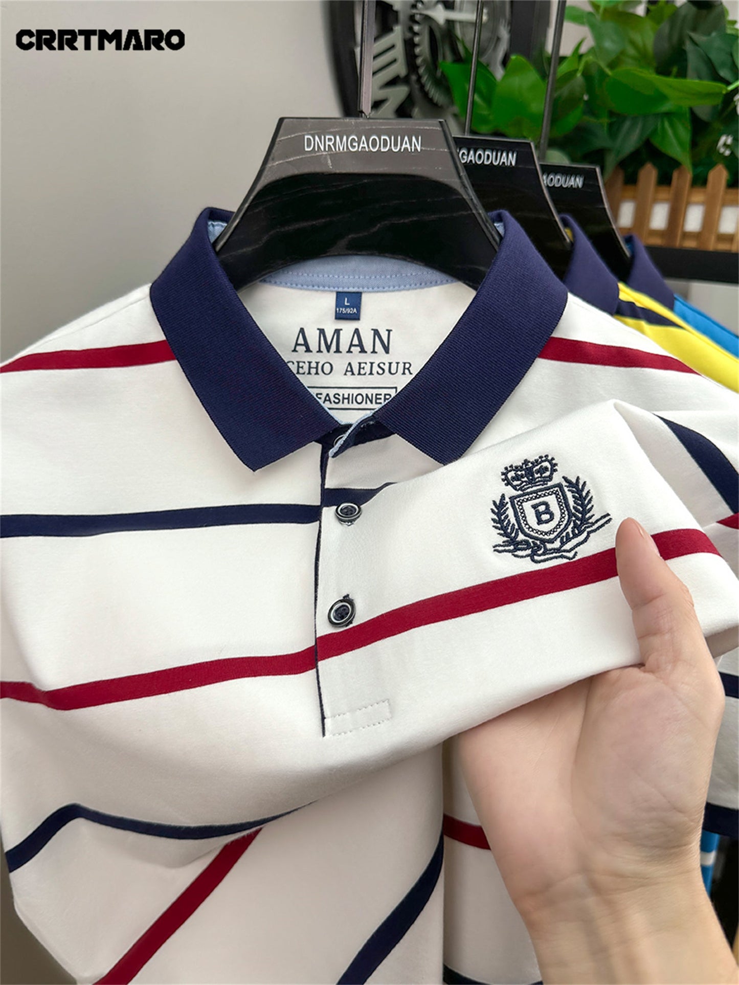 Herren Polohemd mit Streifen und Stickerei – Klassischer Freizeitstil