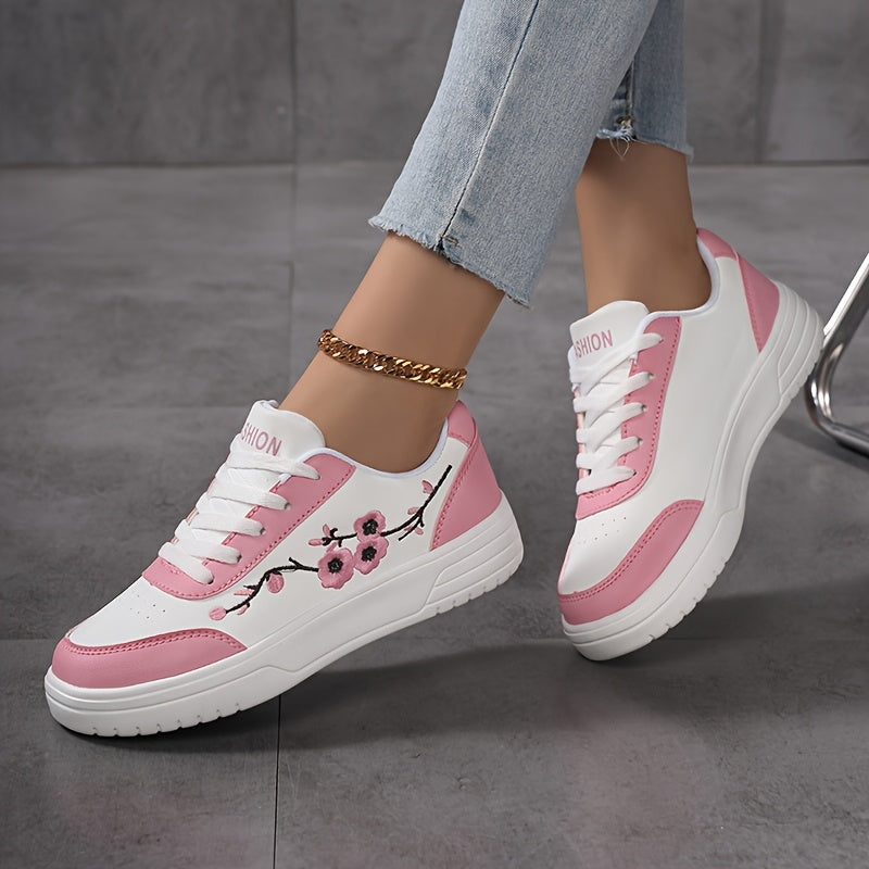 Damen Sneaker im eleganten Stil mit floraler Stickerei – Bequeme Freizeitschuhe für Alltag und Streetwear