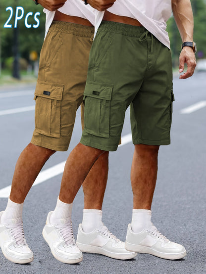 Herren Cargo Shorts 2er Pack – Bequeme Freizeit- und Outdoor-Bermuda mit Taschen