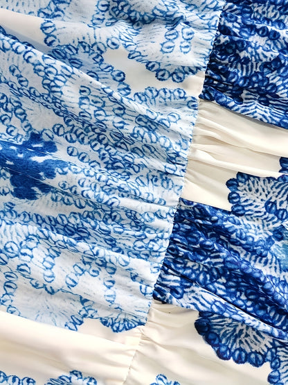 Damen Maxikleid mit Halterneck und Boho-Blumenprint – Elegantes Sommerkleid für Urlaub und Freizeit