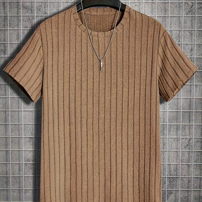 Herren T-Shirt mit vertikalem Rippendesign – Modernes Kurzarm Basic für stilvolle Outfits