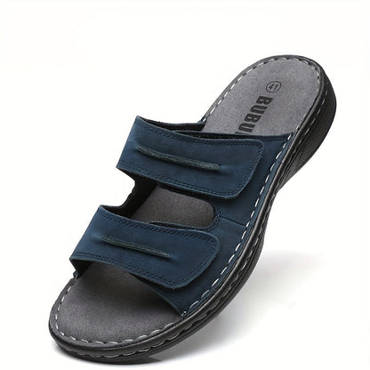 Herren Komfort-Sandalen für Alltag und Freizeit – Offene Pantoletten mit Klettverschluss