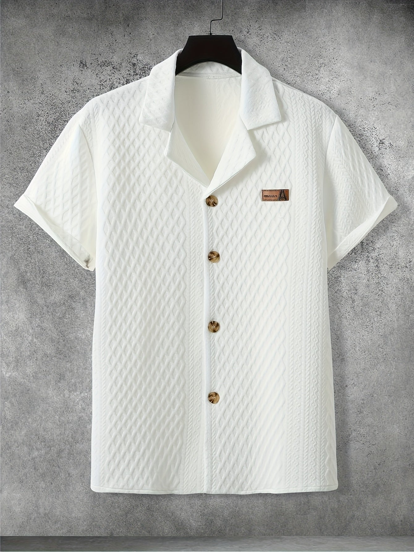 Herren Kurzarm Hemd mit Strukturmuster und Relax-Kragen – Stilvolles Freizeitshirt für moderne Looks