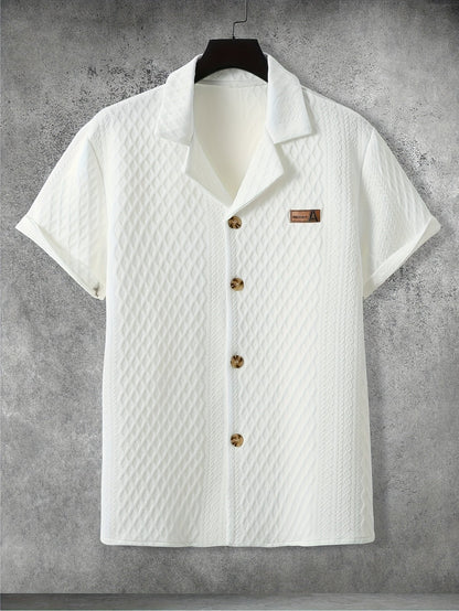 Herren Kurzarm Hemd mit Strukturmuster und Relax-Kragen – Stilvolles Freizeitshirt für moderne Looks