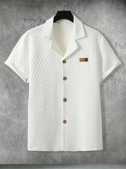 Herren Kurzarm Hemd mit Strukturmuster und Relax-Kragen – Stilvolles Freizeitshirt für moderne Looks