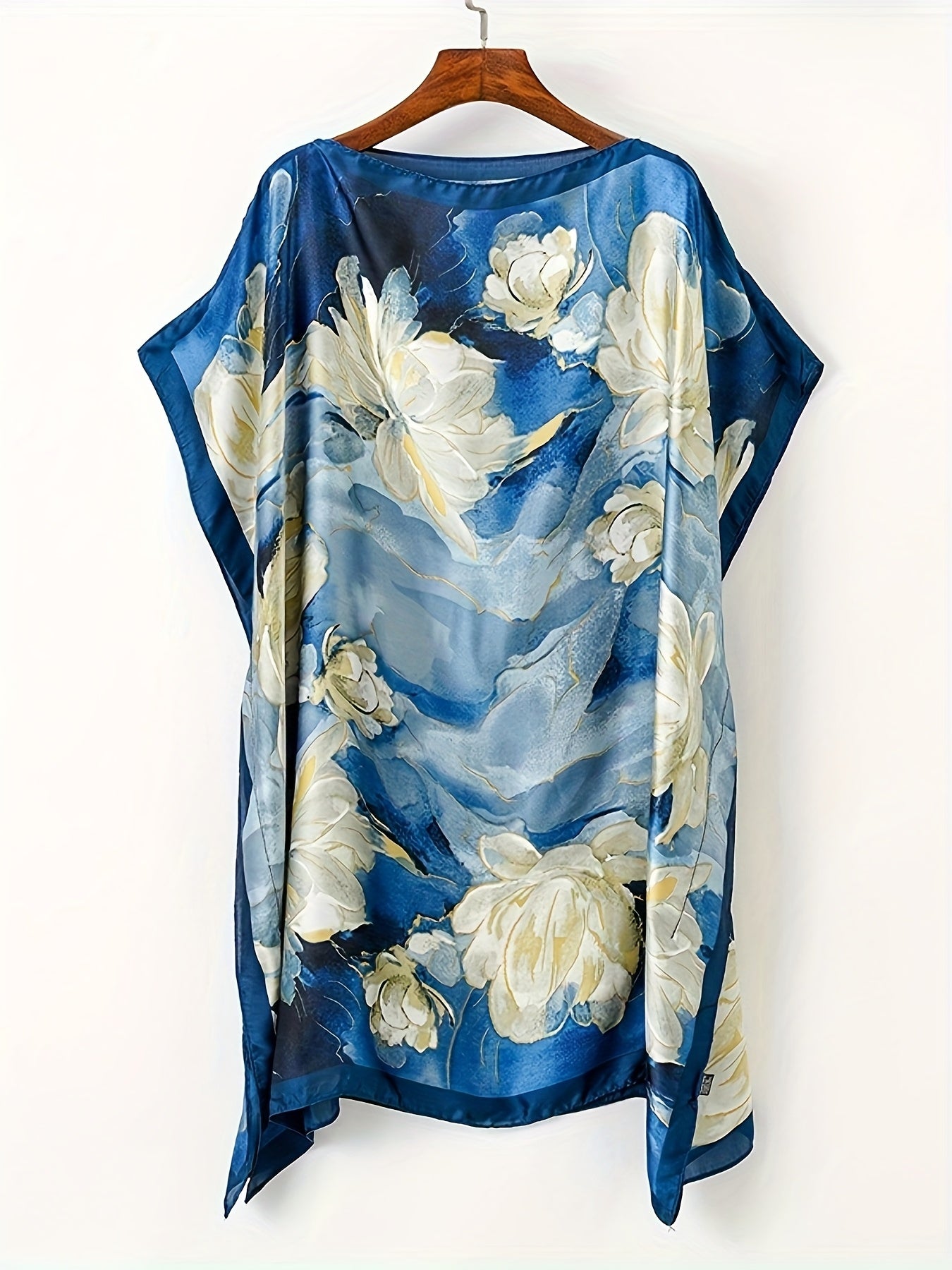 Damen Boho Strandponcho mit floralen Mustern – Perfekt für Urlaub und Sommer