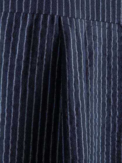 Herren Kurzarm Stehkragen Hemd mit Streifen – Modernes Casual Design für Alltag und Freizeit