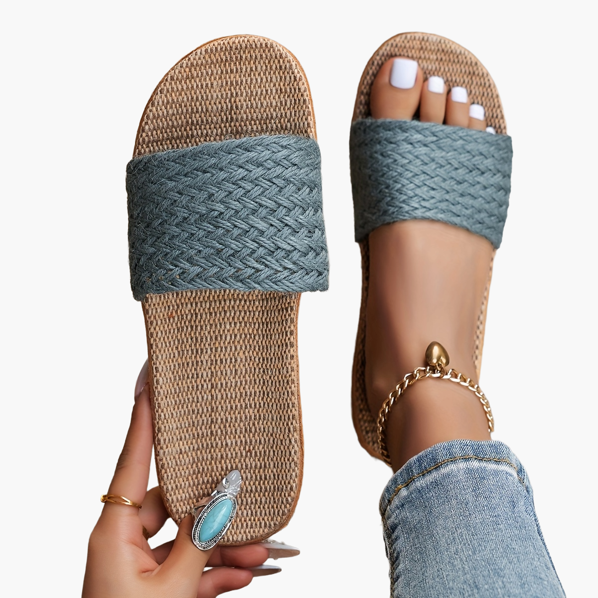 Damen Komfort-Slipper Sandalen für den Sommer – Bequeme Freizeitschuhe mit offenem Zehenbereich