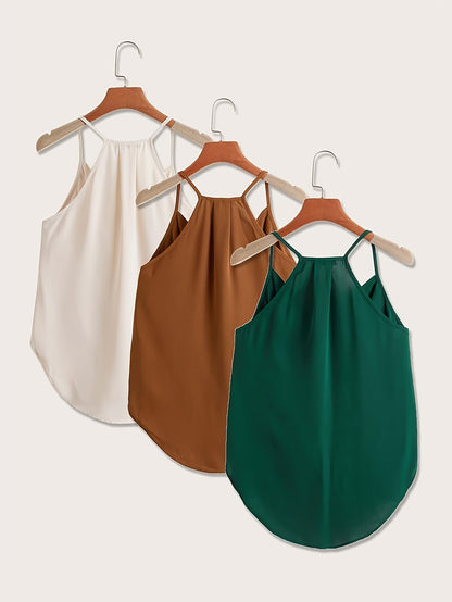 Damen Ärmellose Drapierte Halfterbluse mit Überlappungsdesign