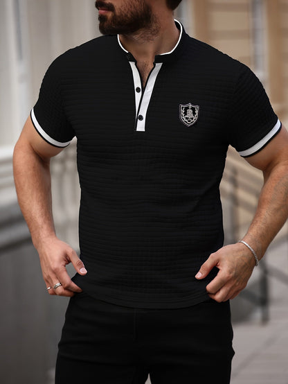 Herren Stehkragen Polo Shirt Modern Casual für Alltag und Freizeit