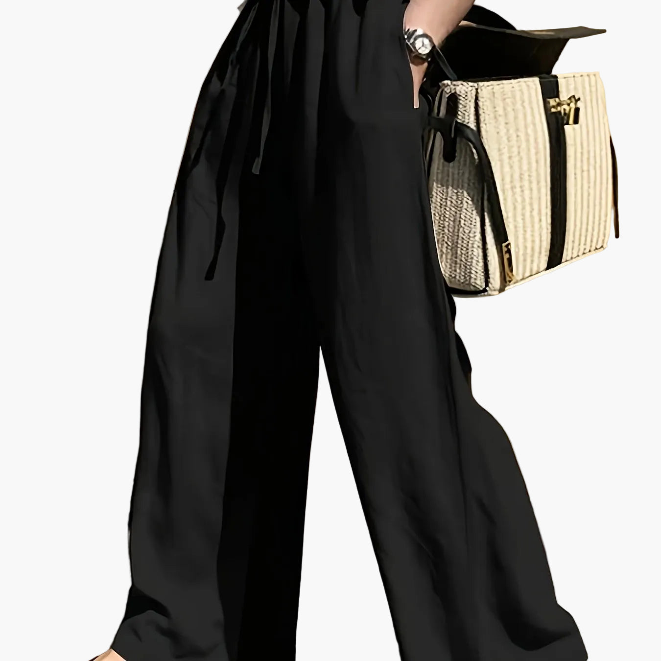 Damen Weite Freizeithose mit Kordelzug – Eleganter und Bequemer Casual-Look