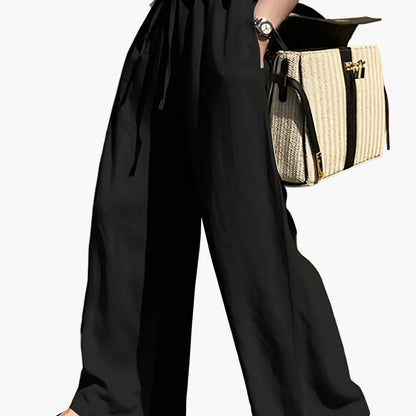 Damen Weite Freizeithose mit Kordelzug – Eleganter und Bequemer Casual-Look