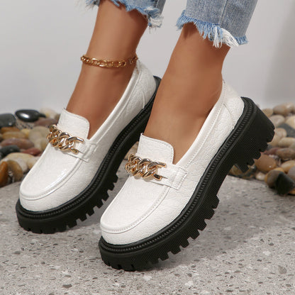 Damen Chunky Loafer mit Ketten-Detail – Stilvolle Slip-Ons für Alltag und Büro